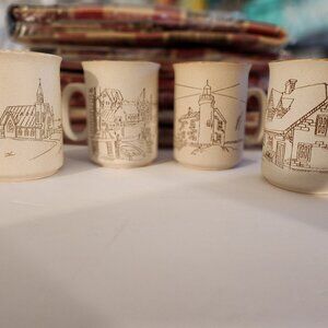 Coree 4 pc Collection Manoir French coffee Mugs, Handcrafted